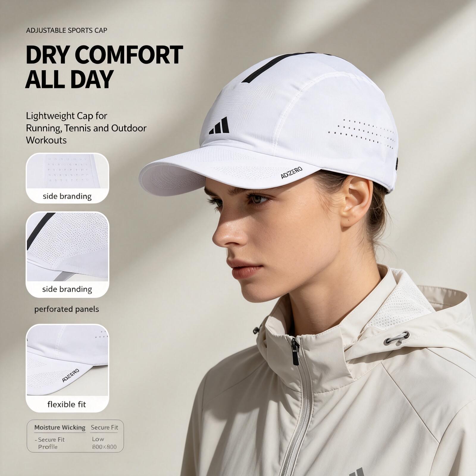 Running Cap Lightweight - หมวกวิ่ง Adidas สีขาว น้ำหนักเบา ระบายอากาศได้ดี หมวกกีฬาตาข่าย