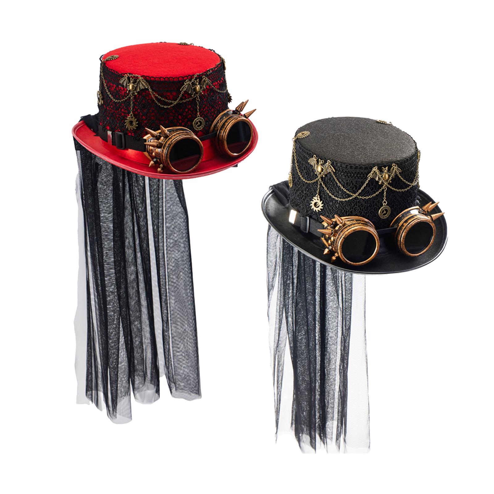 Fedora Hat Wool - หมวกทรงสูงสไตล์สตีมพังก์ สำหรับงานฮาโลวีน งานแฟนซี หรืองานแต่งกายแฟนซี