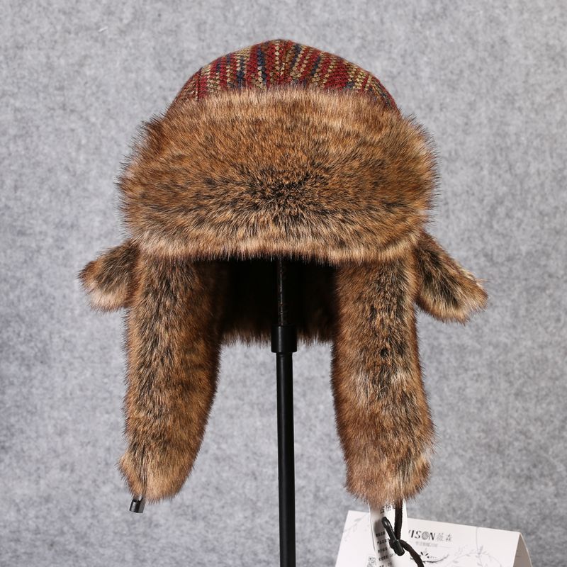 Trapper Hat Ear Flap - B-8433 Man BomberหมวกRexกระต่ายFur TrapperหมวกฤดูหนาวหมวกหิมะรัสเซียUshankaหมวกEarflapหมวกสกี