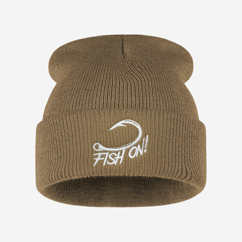 หมวกบีนนี่ปักลายปลาตกปลาสำหรับ - Beanie Cuffed Knit บทวิจารณ์และราคา