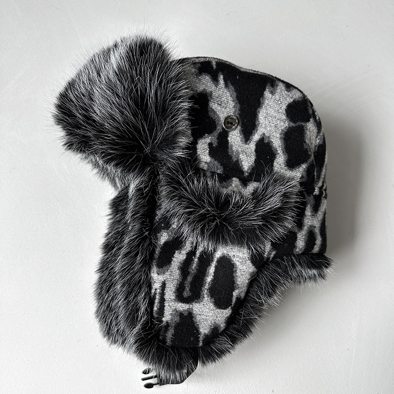 หมวกกันหนาวลายเสือดาวสำหรับผู้ - Trapper Hat Ear Flap บทวิจารณ์และราคา